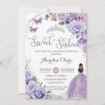 Sweet Sixteen Purple Floral Princess 16th Birthday Invitation<br><div class="desc">Personalize this lovely Sweet Sixteen Birthday invitation with own wording easily and quickly,  simply press the customize it button to further re-arrange and format the style and placement of the text.  Matching items available in store!  (c) The Happy Cat Studio</div>