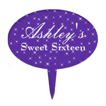 Sweet Sixteen Purple Glitter Cake Topper