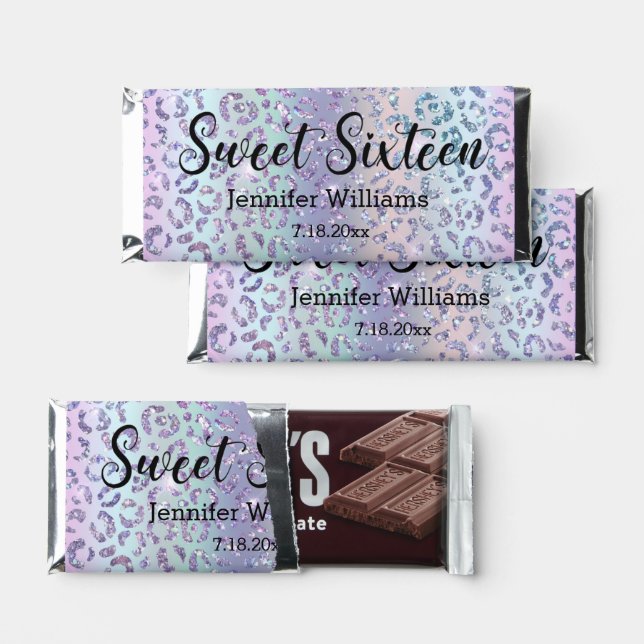 sweet sixteen purple glitters rainbow luxury hershey bar favors (Front)