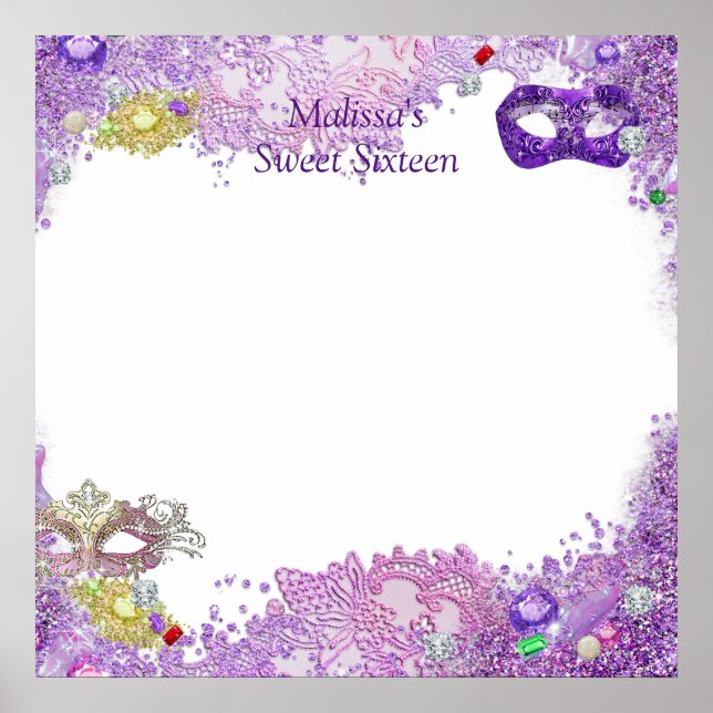 Sweet Sixteen,Quinceanera,Masquerade Sign in Board (Front)