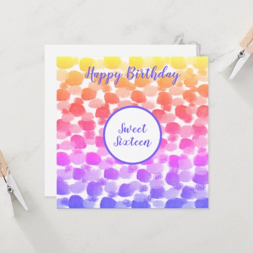 Sweet Sixteen Rainbow Color Watercolor Birthday  Card