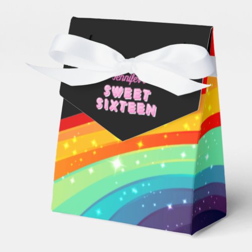 Sweet Sixteen Rainbow Sparkle Girly 16th Birthday Favor Boxes