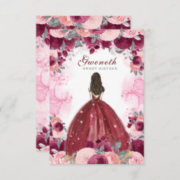 Sweet Sixteen Red Flowers Birthday Invitation