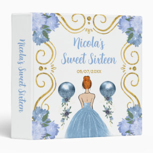 Sweet Sixteen Red Hair Princess in Dusty Blue 3 Ring Binder