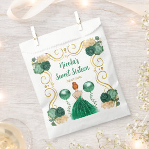 Sweet Sixteen Red Hair Princess in Green Favor Bag
