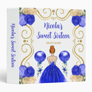 Sweet Sixteen Red Hair Princess in Teal 3 Ring Binder