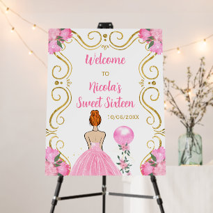 Sweet Sixteen Red Hair Princess Pink Welcome Foam Board