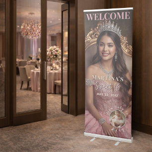 Sweet Sixteen Royal Photo Celebration Retractable Banner