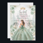 Sweet Sixteen Sage Green Princess Floral Castle Invitation<br><div class="desc">EDITABLE Sweet Sixteen Sage Green Princess Floral Castle Invitation
Elegant Sage Green and White Floral Princess Dress Quinceanera Invite
Mis Quince Anos,  15th Birthday.</div>