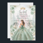 Sweet Sixteen Sage Green Princess Floral Castle Invitation<br><div class="desc">EDITABLE Sweet Sixteen Sage Green Princess Floral Castle Invitation
Elegant Sage Green and White Floral Princess Dress Quinceanera Invite
Mis Quince Anos,  15th Birthday.</div>