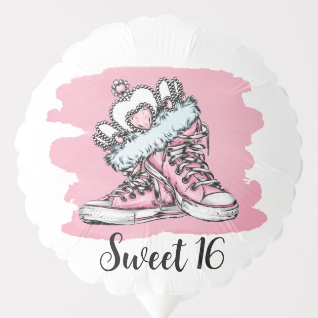 Sweet Sixteen Shoes and Crown Birthday Balloon (Front)