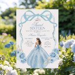 Sweet Sixteen Silver and Baby Blue Birthday  Invitation<br><div class="desc">Sweet Sixteen Silver and Baby Blue Birthday 
Mis Quince Anos,  15th Birthday</div>