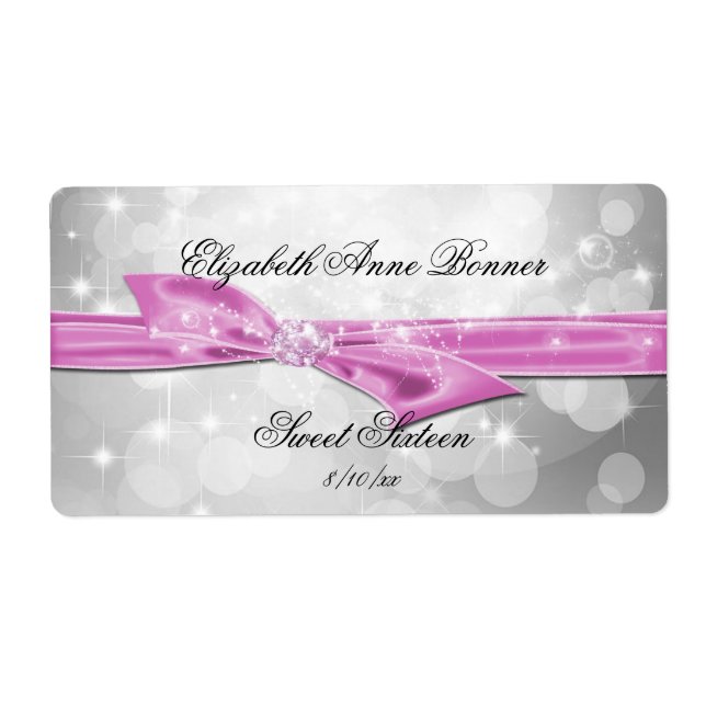 Sweet Sixteen, Silver, Pink Satin, Custom Label (Front)