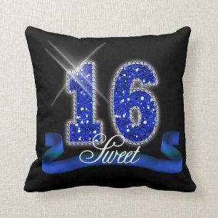Sweet Sixteen Sparkle Blue ID118 Throw Pillow