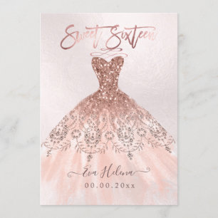 Sweet Sixteen, Sparkle Gown, Faux Rose Gold cards