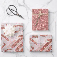 Sweet 16 rose gold glitter pink 16th birthday wrapping paper