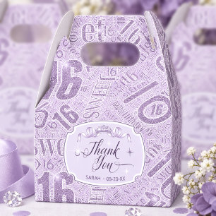 Sweet Sixteen Sparkle Word Cloud Violet ID1333 Favor Boxes