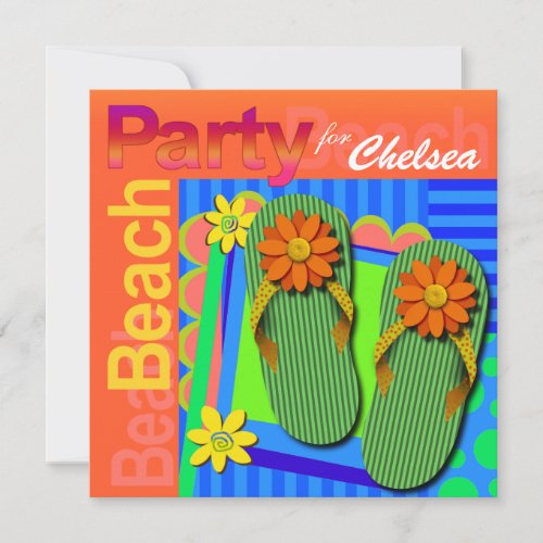 Sweet Sixteen Summer Fun Flip Flops _ Beach Party Invitation