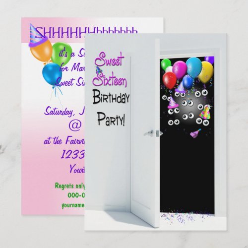 Sweet Sixteen Surprise Party Custom Invitation