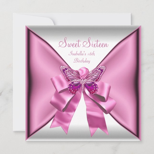 Sweet Sixteen Sweet 16 Birthday Party Pretty Pink Invitation (Front)
