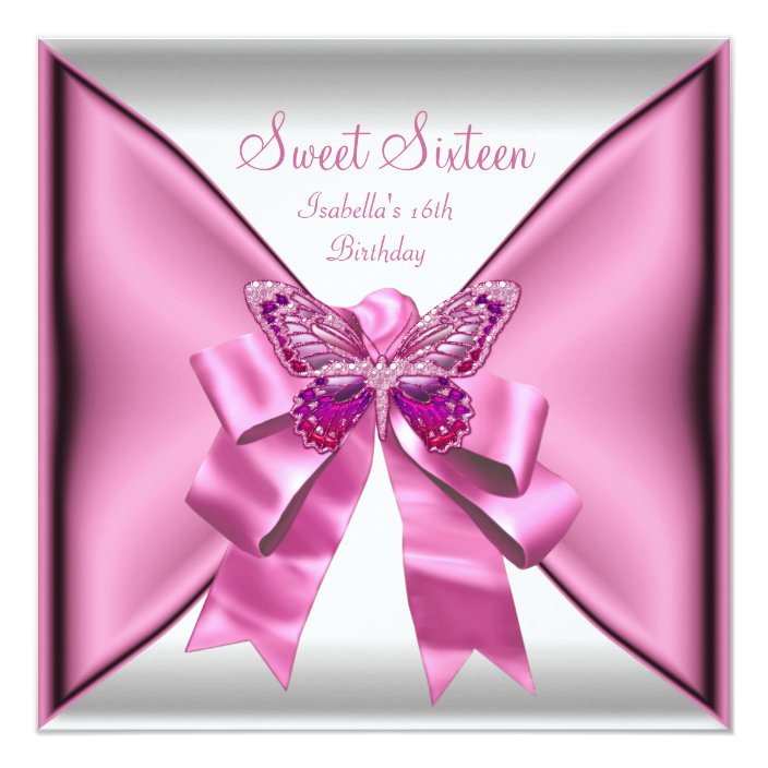 Sweet Sixteen Sweet 16 Birthday Party Pretty Pink Invitation | Zazzle.com