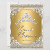 Sweet Sixteen Sweet 16 Gold White Silver Tiara Invitation | Zazzle
