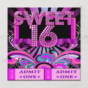 Sweet Sixteen Sweet 16 Party Ticket Admission Invitation