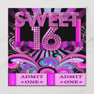 Sweet Sixteen Sweet 16 Party Ticket Admission Invitation