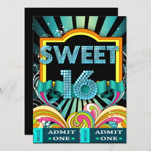 Sweet Sixteen Sweet 16 Party Ticket Admission Invitation