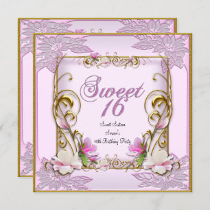 Sweet Sixteen Sweet 16 Pretty Pink White Invitation