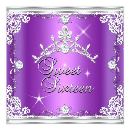 Purple Sweet 16 Invitations 1