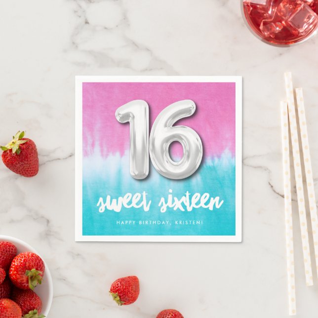 Sweet Sixteen Teen Birthday Tie Dye Party Napkins (Insitu)