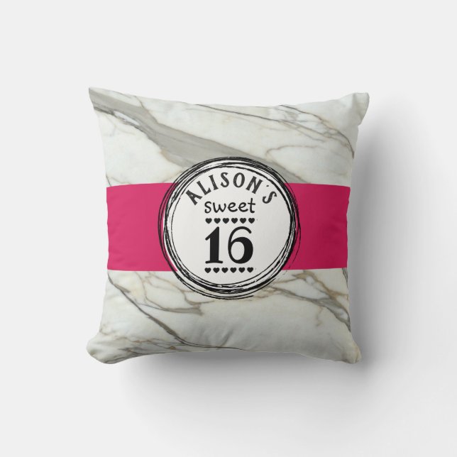 Sweet sixteen teenager personalized pillow gift. (Front)
