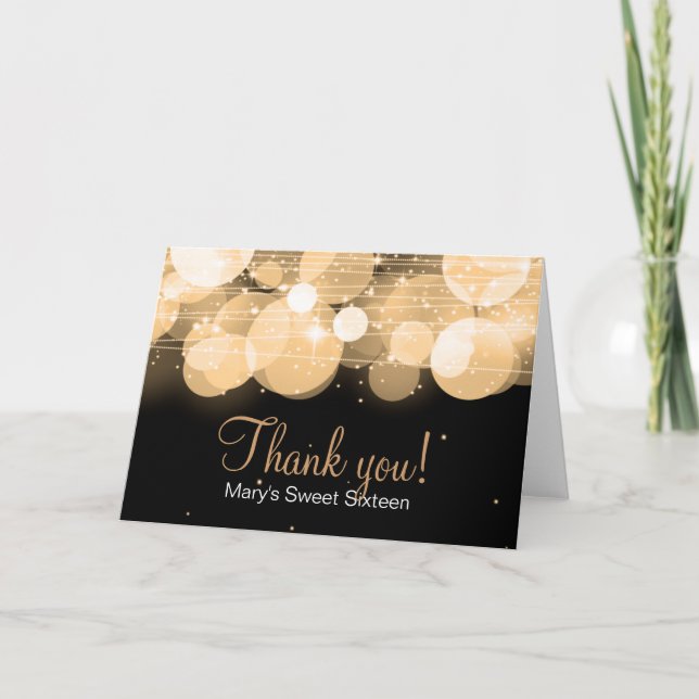 Sweet Sixteen Thank You Glow & Sparkle Gold (Front)