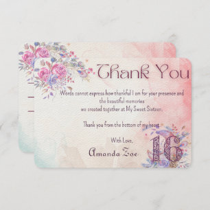 Sweet Sixteen Thank you Note