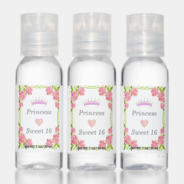 Sweet Sixteen Thank You Party Favor Hand Sanitizer (Set)