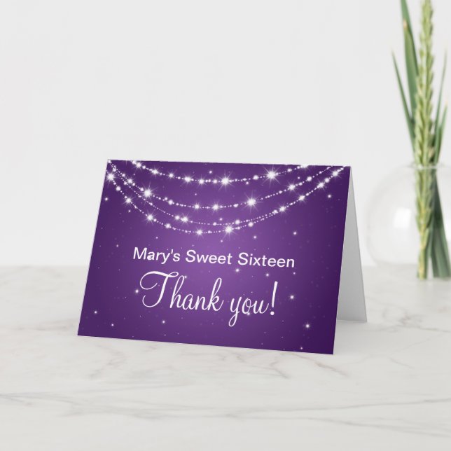 Sweet Sixteen Thank You Sparkling Chain Purple (Front)