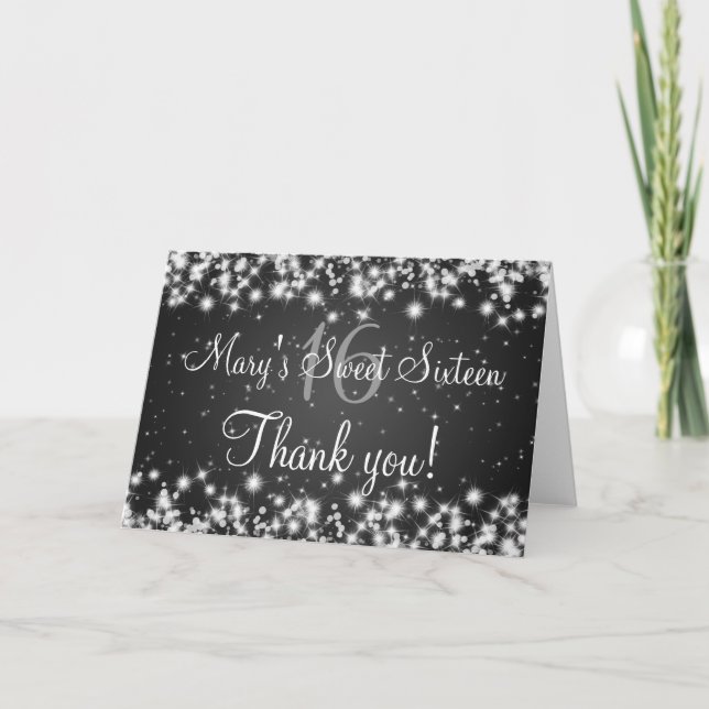 Sweet Sixteen Thank You Winter Sparkle Black (Front)
