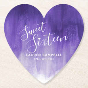 Sweet sixteen ultraviolet modern art wash paper coaster