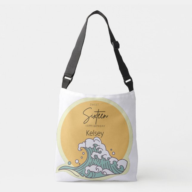 Sweet Sixteen Wave in Sun Monogram Name Crossbody Bag (Front)