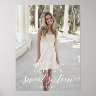 Sweet Sixteen Welcome Sign Poster with Photo