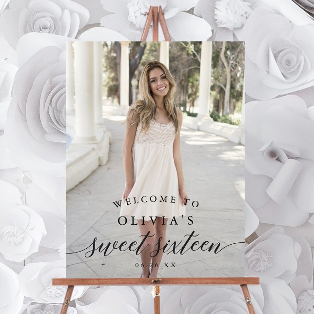 Sweet Sixteen Welcome Sign Poster with Photo (Creator Uploaded)