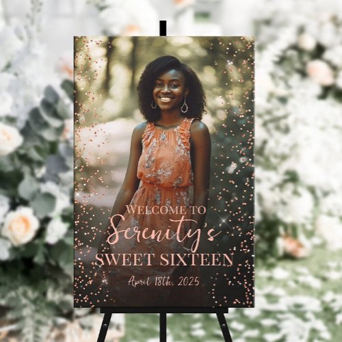 Sweet sixteen welcome sign with photo