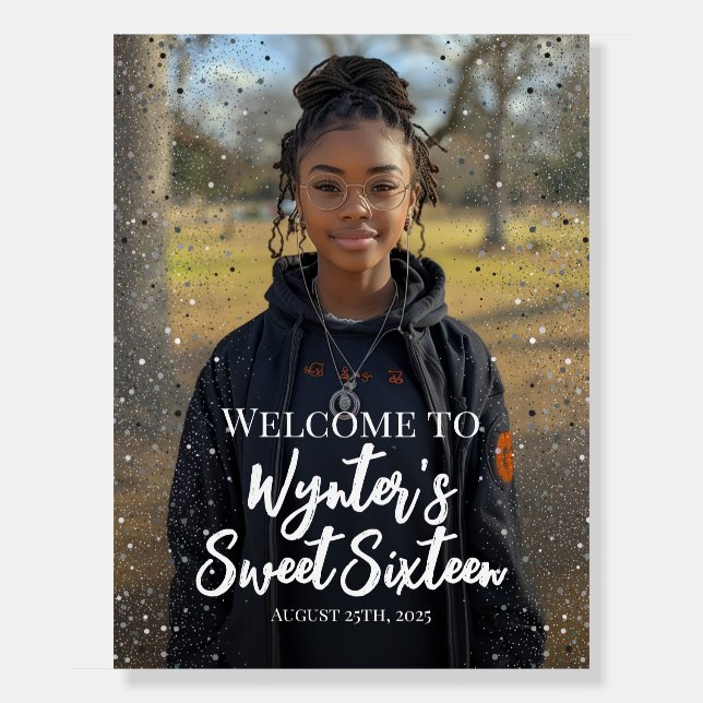 Sweet sixteen welcome sign with photo Foam Board (Front)