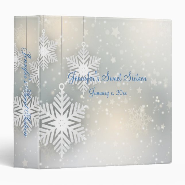 Sweet Sixteen, Winter Sparkle, Snowflakes, Photo Binder (Front/Spine)