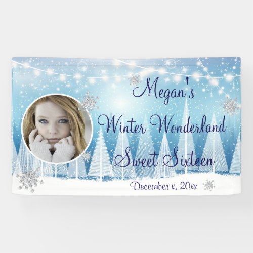 Sweet Sixteen  Winter Wonderland Custom Banner