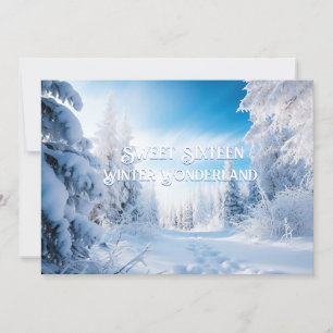 Sweet Sixteen Winter Wonderland Pine Trees Snow Invitation