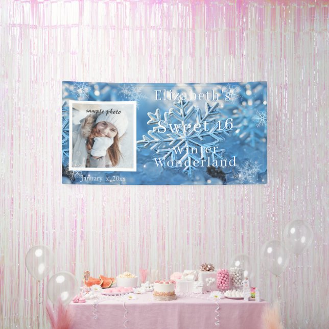 Sweet Sixteen Winter Wonderland Snowflake Banner (Party)