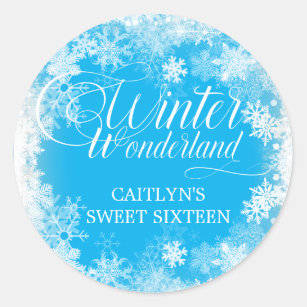 Sweet Sixteen Winter Wonderland Snowflake Favor Classic Round Sticker