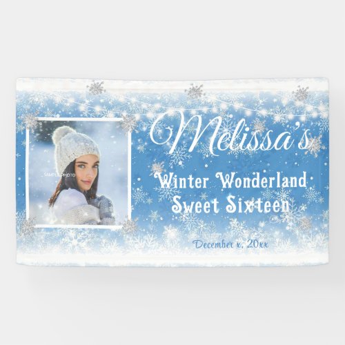 Sweet Sixteen Winter Wonderland Snowflakes Banner